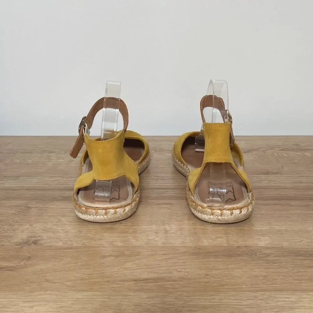 Miz Mooz Cleo Mustard Yellow Suede Leather Espadrille Sandals Sz 39/ 8.5-9 Boho